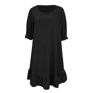 Women's Aura Black Viscose Ruffle Hem Mini Dress Size M